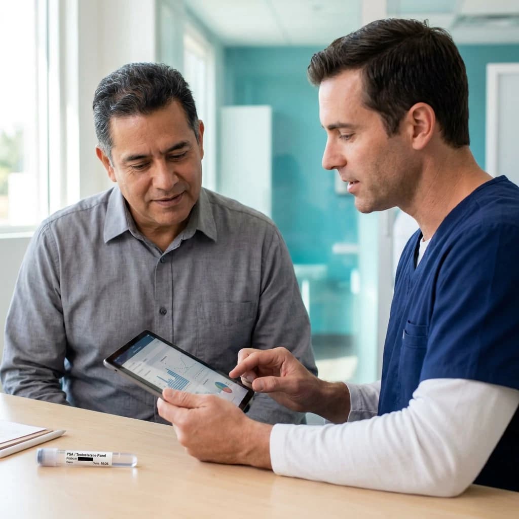 Exámenes de salud del hombre en Clínica Hispana Nueva Salud Michoacana en Pasadena, TX